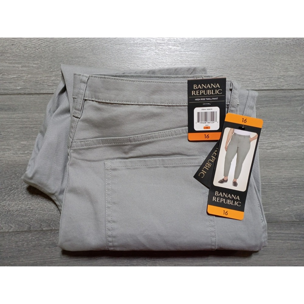 Banana Republic High Rise Twill Pant Womens Size 16 Gray Ankle Office Casual
